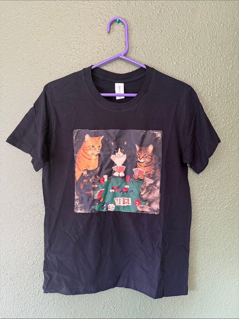 Black Cat Poker Graphic T-Shirt